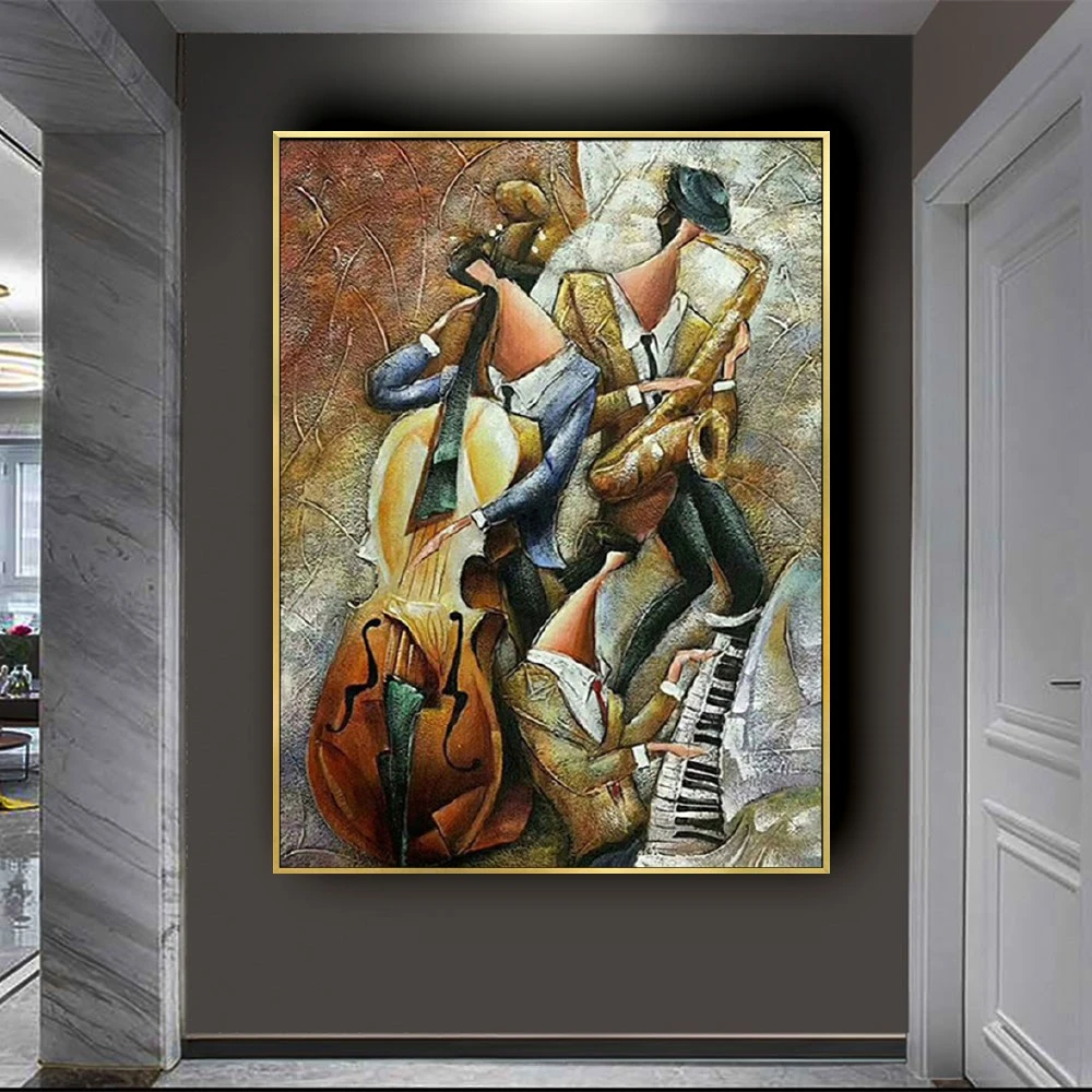 

Simple Design Square Size Oil Painting for Living Room Hand painted Impression Double People Figures Oil Painting Small Painting