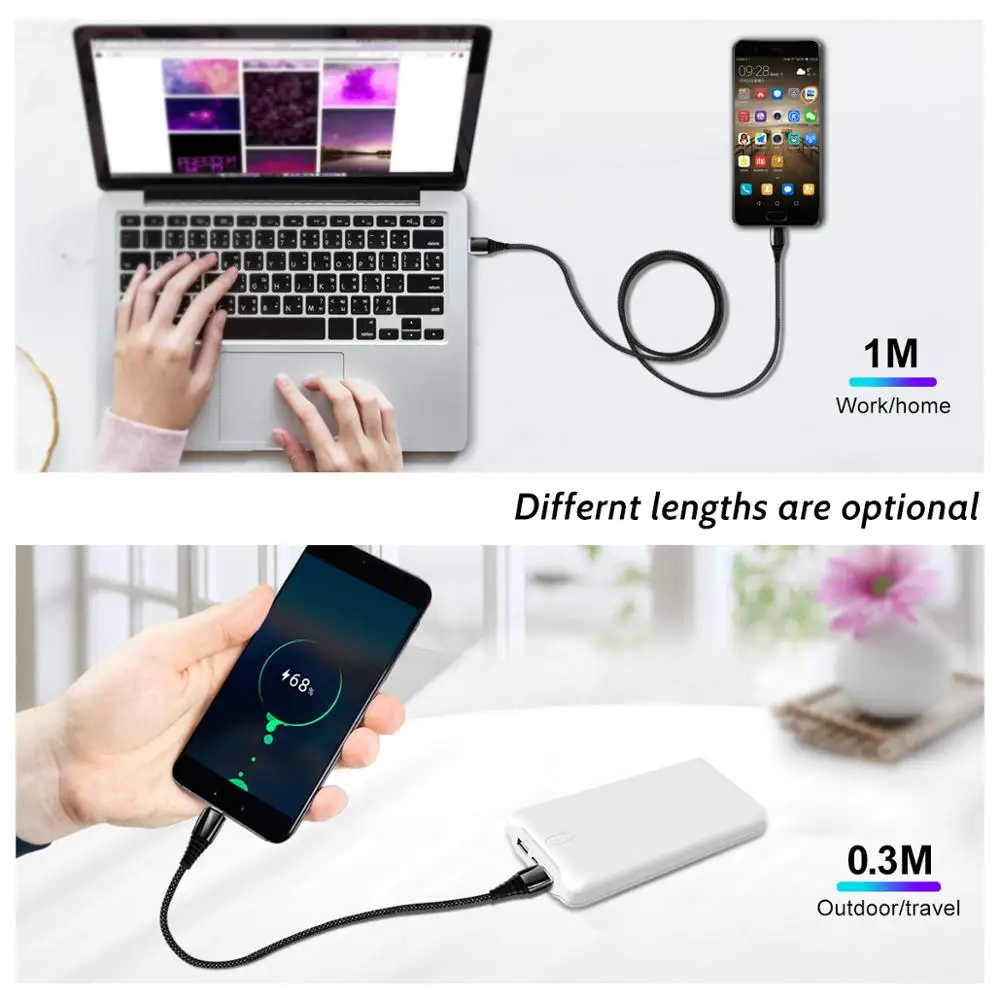 USB кабель FONKEN 5 А Type C для телефона шнур быстрой зарядки 0 3 м 1 нейлоновый плетеный