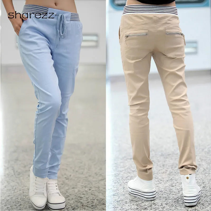 Женские повседневные брюки карго с эластичной резинкой на талии свободные