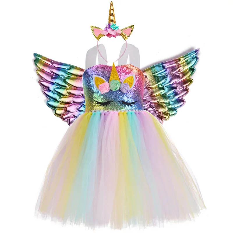 Платье пачка для девочек с блестками платье пони и единорогом топ дня рождения