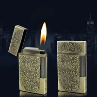 unusual creative carved butane gas metal lighter cigarette open flame inflatable lighter accessories mens and womens gifts