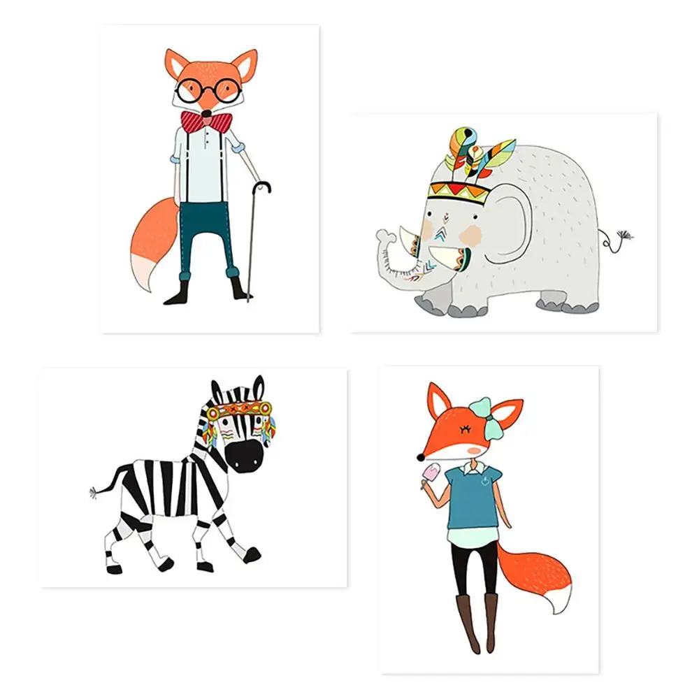 Настенный постер в скандинавском стиле с изображением животных лесу картина на