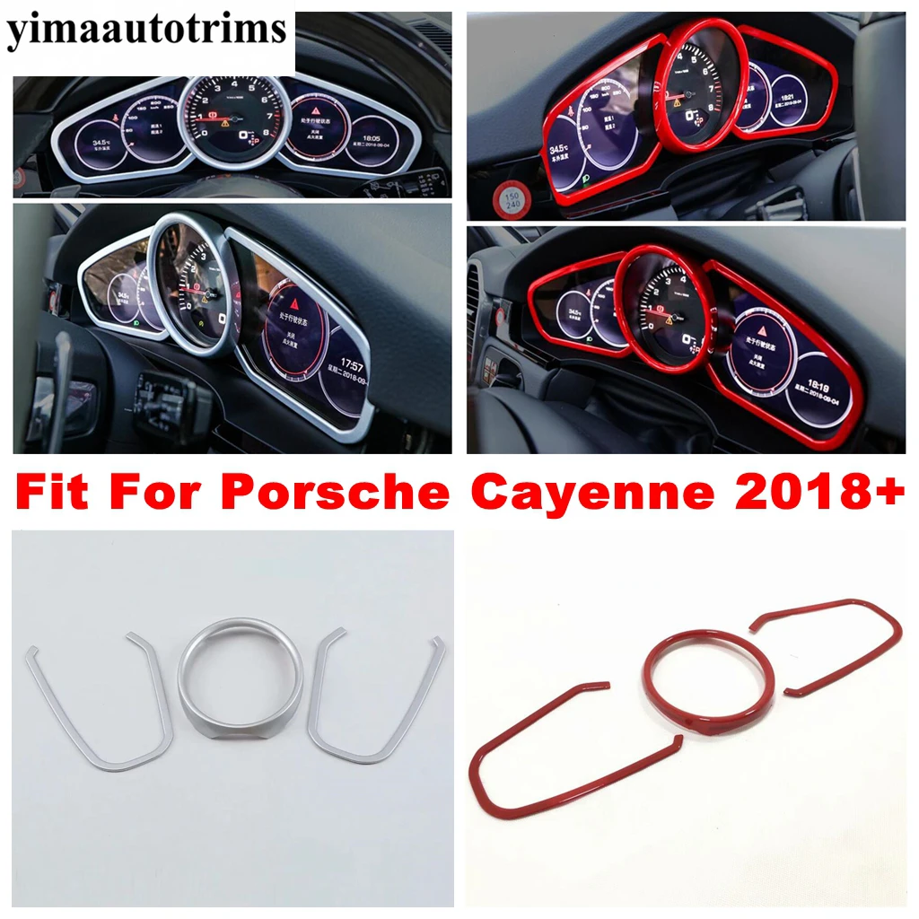 

Red / Carbon Fiber Look ABS Interior Dashboard Instrument Screen Decor Cover Trim Accessories For Porsche Cayenne 2018 - 2023