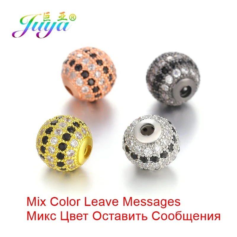 10mm Mix ColorBlack Juya DIY ювелирные изделия металлические бусины микро паве циркон 10 мм Starburst круглый шар бусины для женщин мужские украшения из бисера Изготовление - Цвет: 10mm Mix ColorBlack