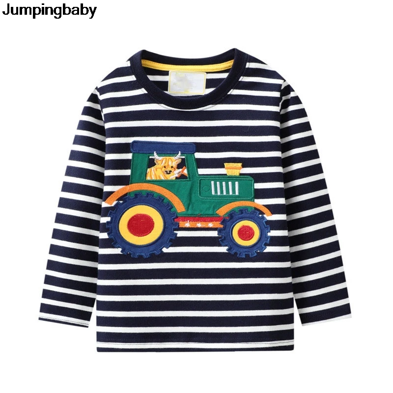 2021 Boys T Shirt Kids Clothes Car Tracktor T-shirt Koszulki Roupa Infantil Toddler Boy Spring Autumn Tops Enfant Cotton Tshirts