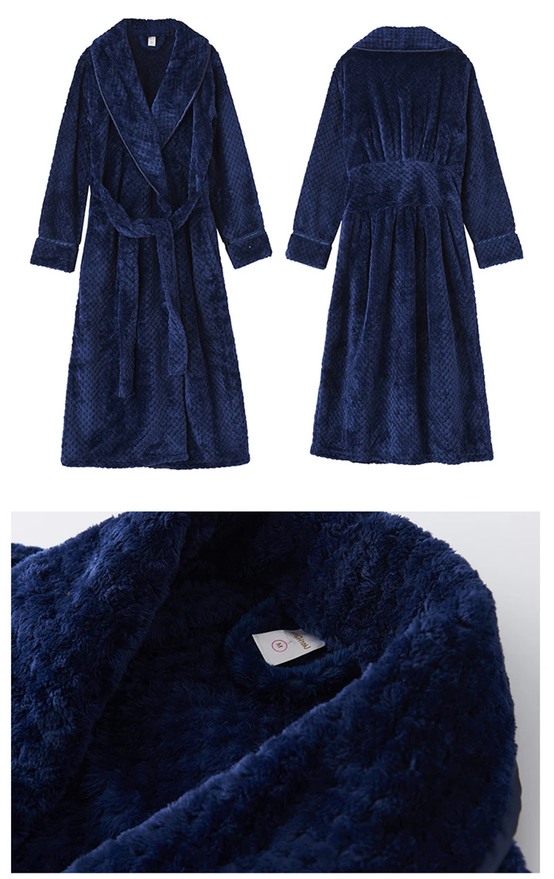 Зимний халат для влюбленных мужчин и женщин мужской фланелевый плотный теплый