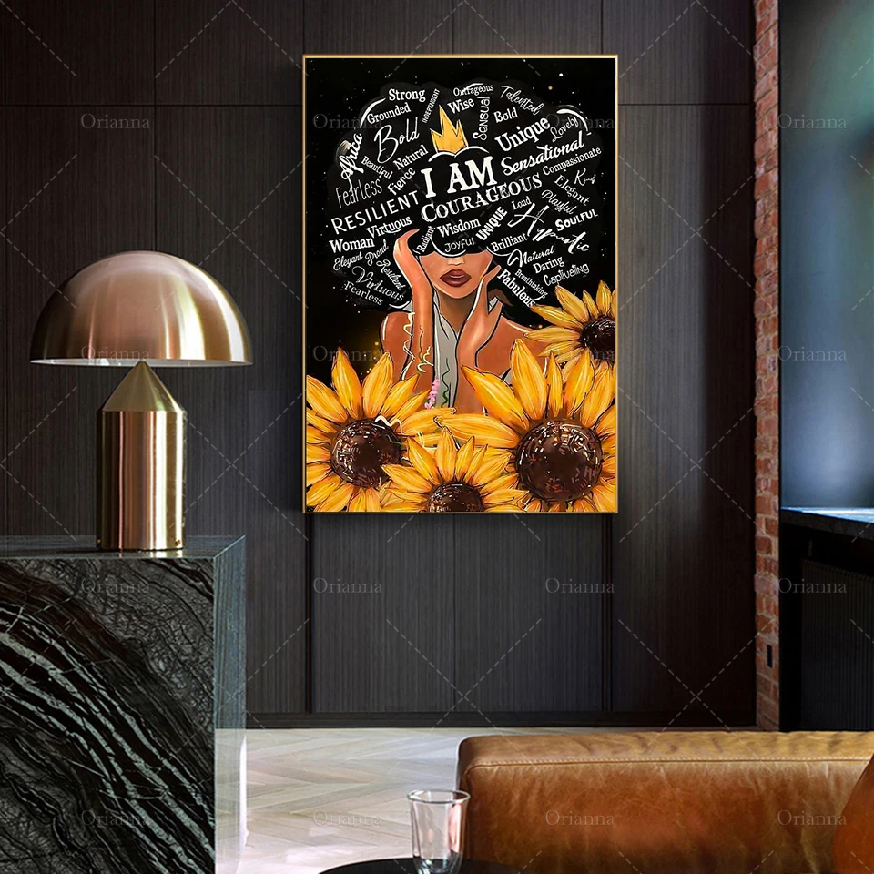 Черный женский сильный плакат Черная Королева афро женское искусство