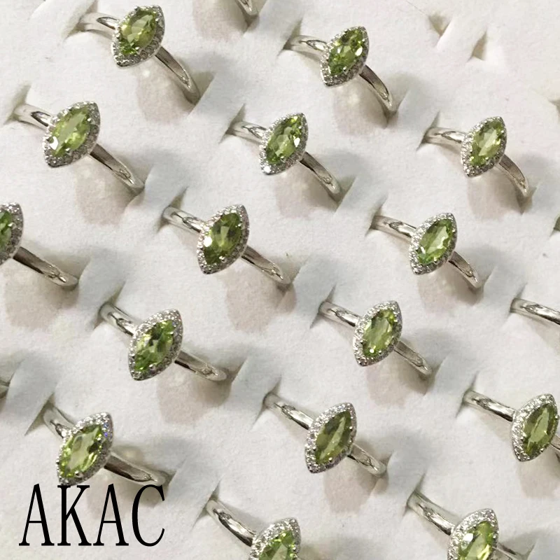3 кольцевых заводных/комплект Akác approx4 * 7 8 мм натуральный Зеленый Перидот