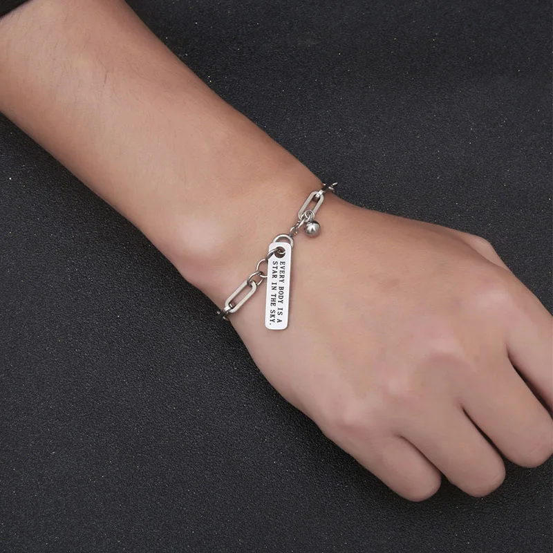 

Titanium steel jewelry long strip brand back shape bracelet personality hip-hop style design men and women bracelet accessories