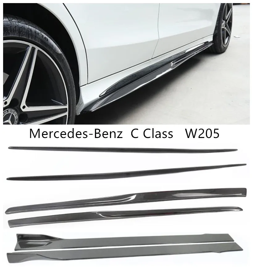 Спойлер для боковой юбки из углеродного волокна Mercedes Benz C Class W205 C180 C200 C260 C300 2015 2019