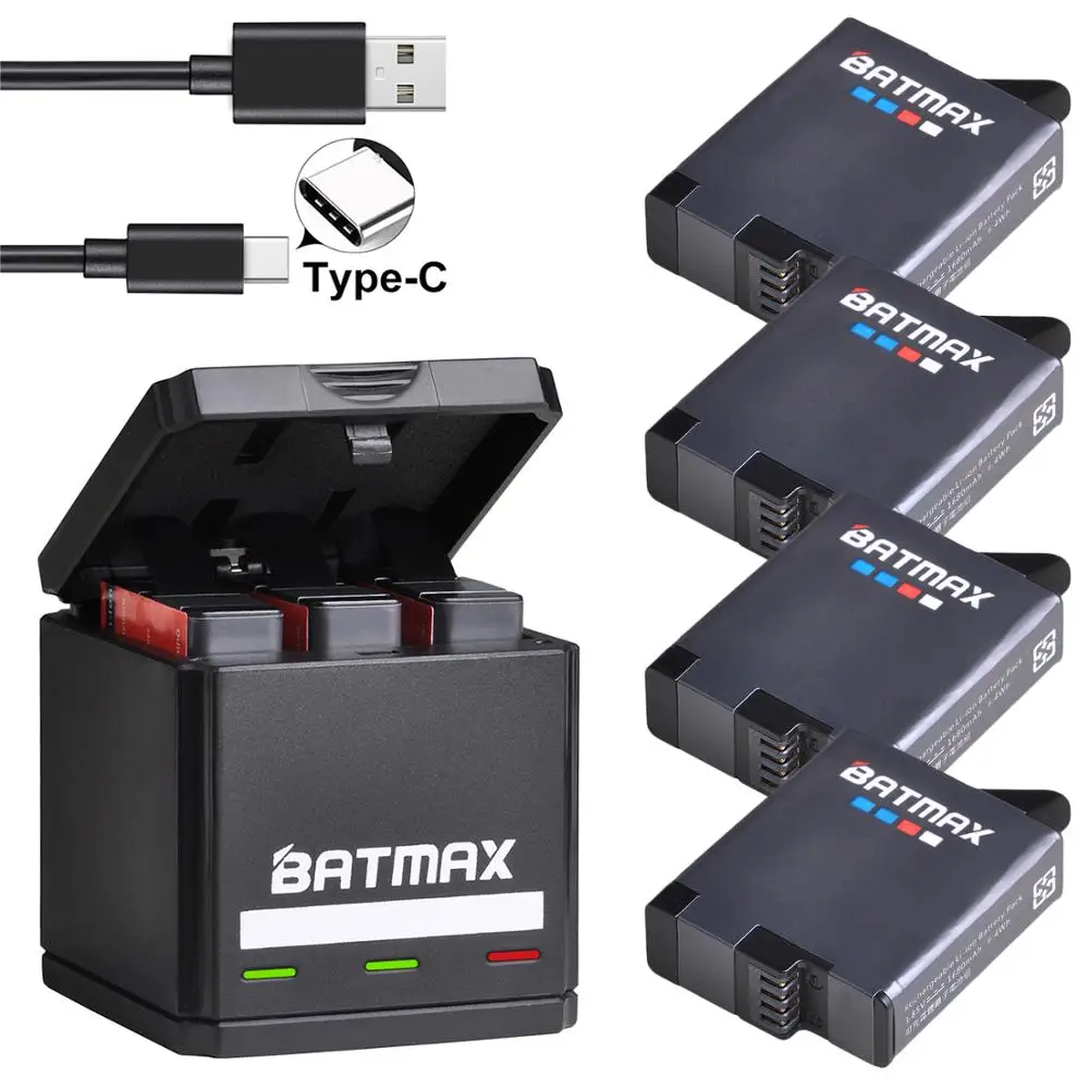 Аккумулятор Batmax для GoPro Hero 8 7 6 5 аккумулятор 1600 мАч + тройное Зарядное устройство USB