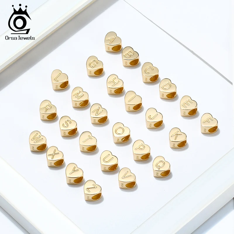 ORSA JEWELS подвеска в форме сердца от A до Z 26 букв бусины подвески ожерелья из