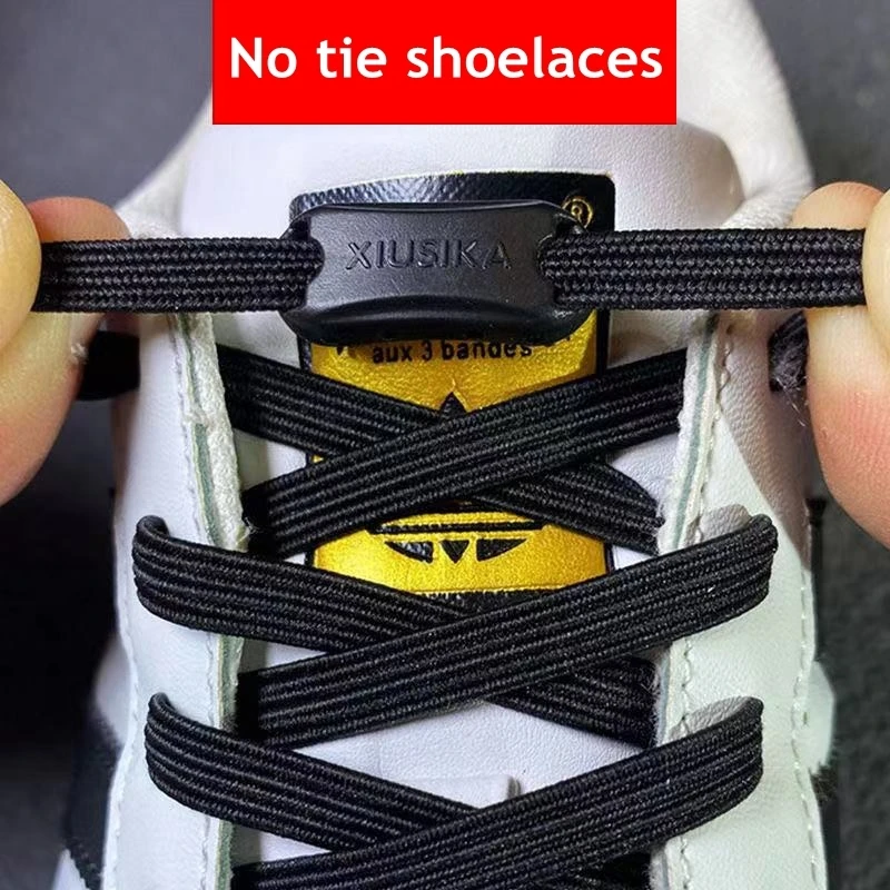 

1Pair Flat Elastic Shoelaces No Tie Shoe laces Sneaker Shoelace Adults and kids Lazy Laces One size fits all shoes accessories