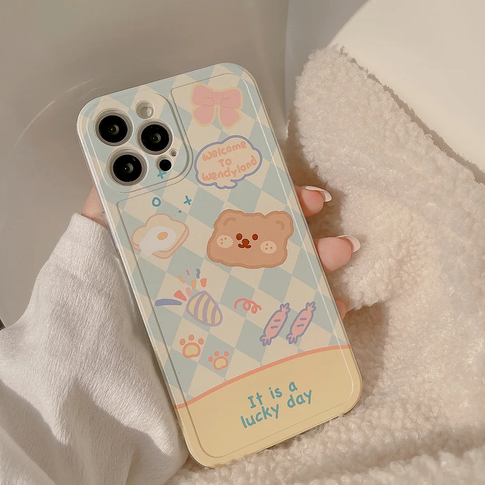

Kawaii Japanese Cartoon Bear Phone Case For iPhone 13 Pro Max 12 11 Pro Max X Xs Max Xr 7 8 Plus Cases Clear Soft Silicone Cover