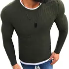 Свитер мужской, осенне-зимний, вязаный, однотонный, с круглым вырезом и длинными рукавами, тонкий, зимний мужской свитер