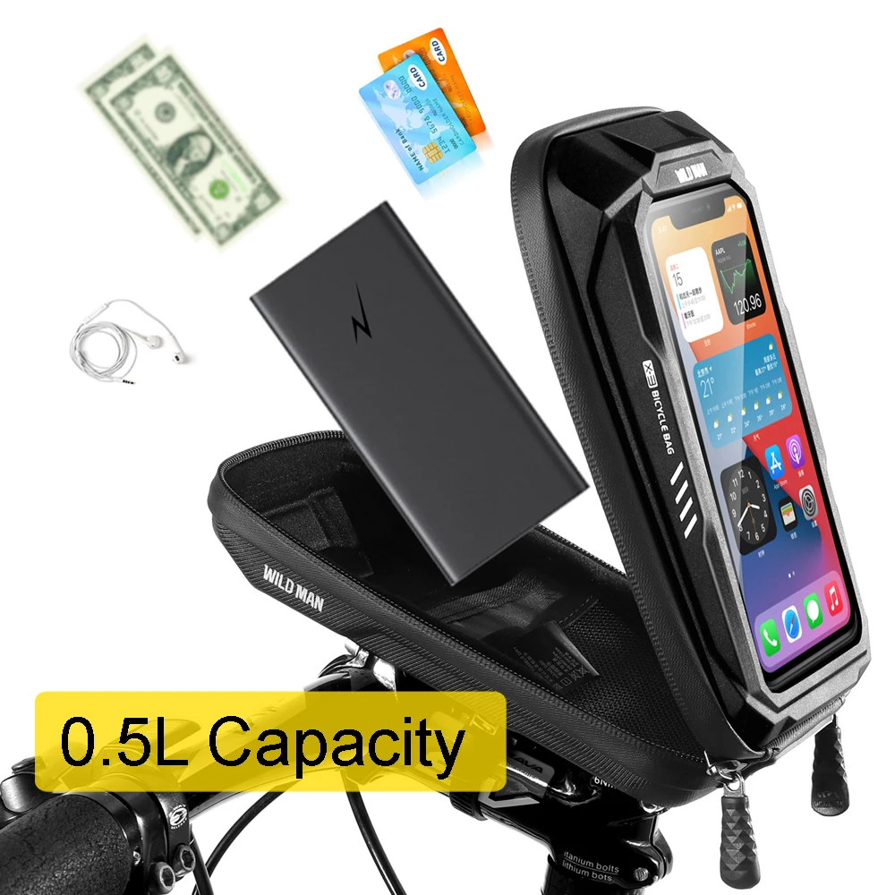 wild man bicycle bag phone holder bag case cycling bike mount 6 9 inch mobile phone stand bag handlebar mtb bicycle accessories free global shipping