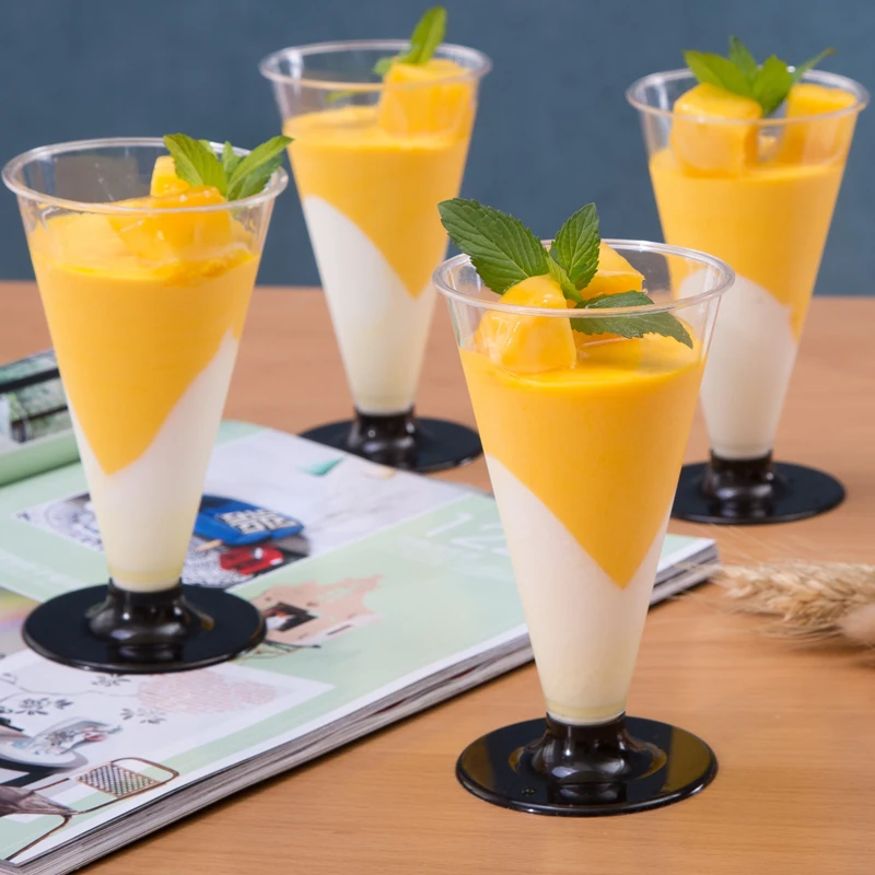 

25pcs High quality transparent wine glass wedding birthday party favors cocktail cups fruit ice cream pudding jelly plastic cup