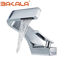 bakala basin faucet cold and hot waterfall contemporary chrome brass bathroom basin sink mixer deck mounted waterfall tap