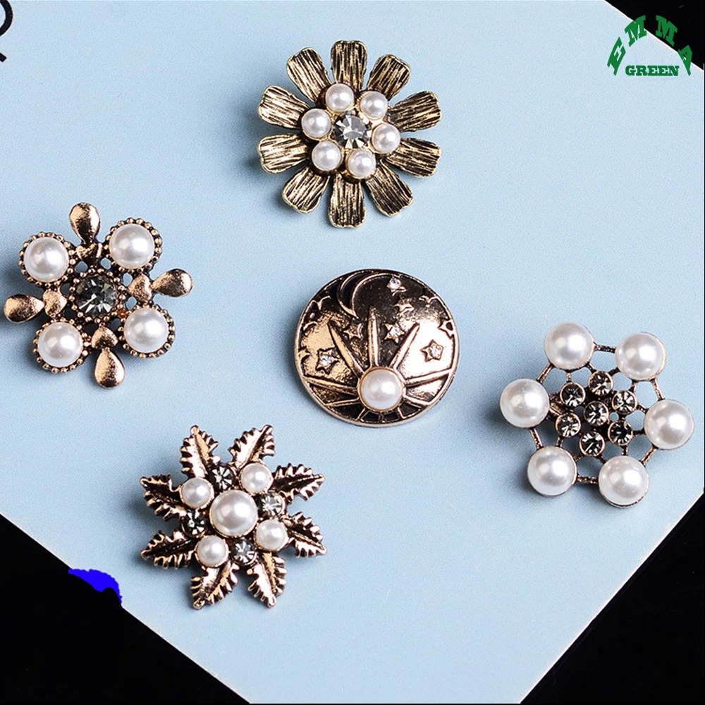 Flat back Rhinestone Snowflake Buttons for Women Wedding Jewelry 20pcs Pearls Embellishment Scrapbooking DIY Crafts