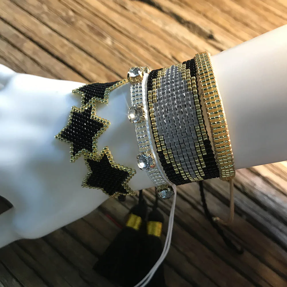 MI-T0086 Rttooas Модный ручной работы MIYUKI Набор браслетов с бусинами для женщин девочек сглаза счастливый браслет кристалл Хамса Фатима браслет дружбы - Окраска металла: MI-T0086