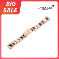carlywet 20mm rose gold replacement 316l stainless steel wrist watch band strap bracelet for omega iwc tudor seiko breitling