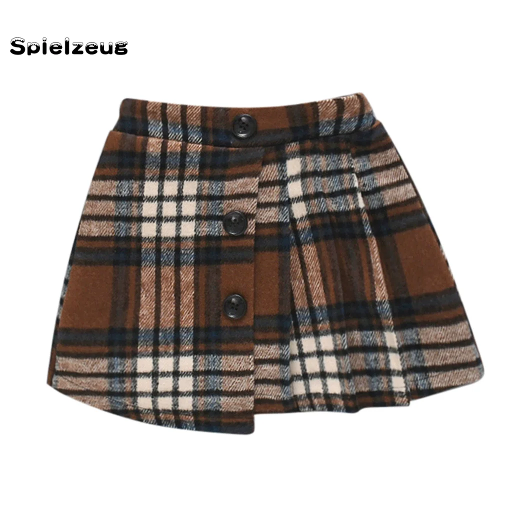 Зимняя клетчатая юбка для новорожденных девочек плотная Теплая юбка-шорты на