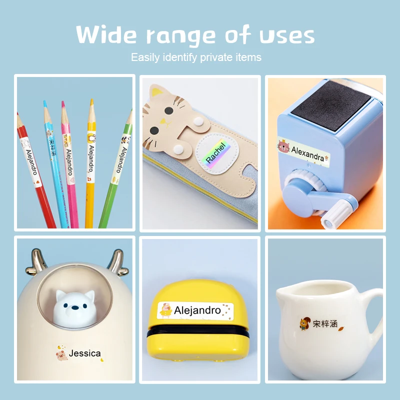 Pegatinas personalizadas con nombre, etiquetas impermeables, para ni&ntilde;os, escuela, papeler&iacute;a, oficina, variedad de agua-4