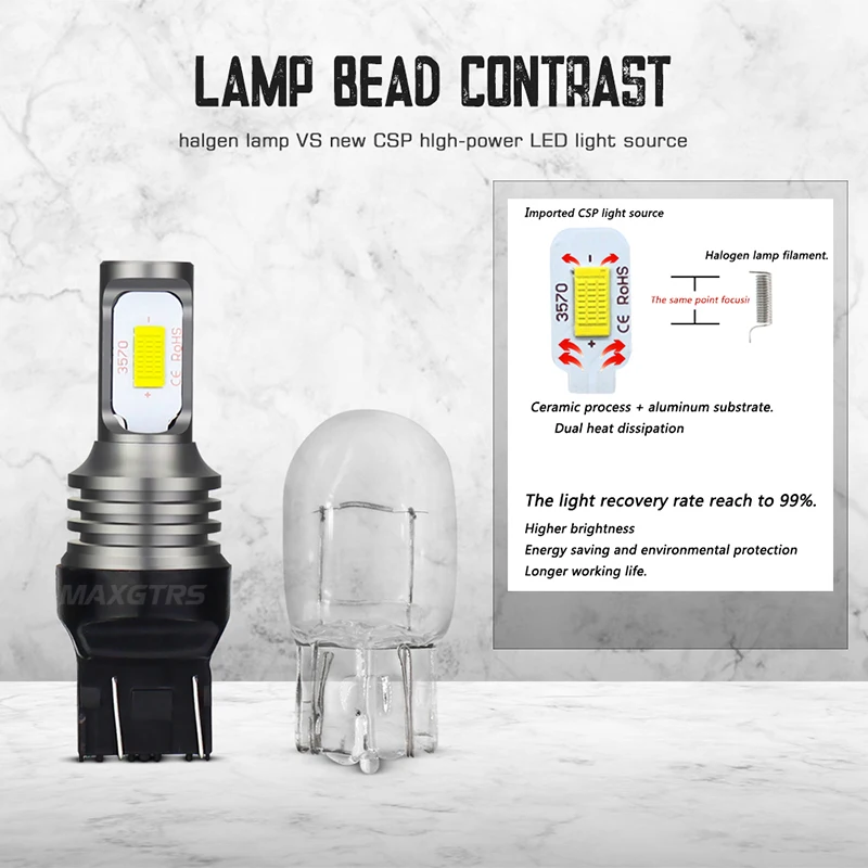 T20 7443 Led W21/5 Вт 7441 7444 992 3570 чип CANBUS светодиодная лампочка для автомобиля светодиодные задние фонари задние стоп-сигналы Белый