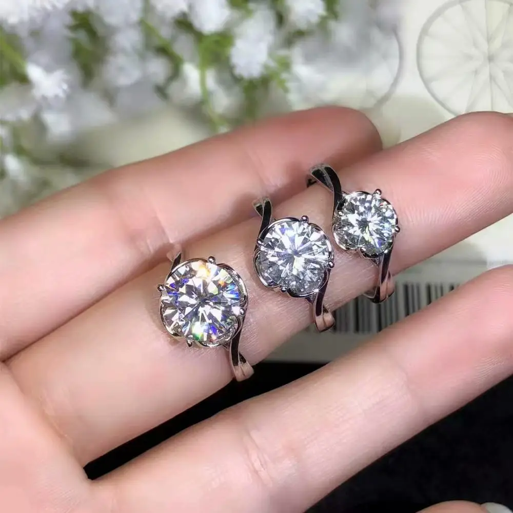 Moissanite новое кольцо серебро 925 пробы красивый цвет сверкающий 1 карат 2 Алмазный