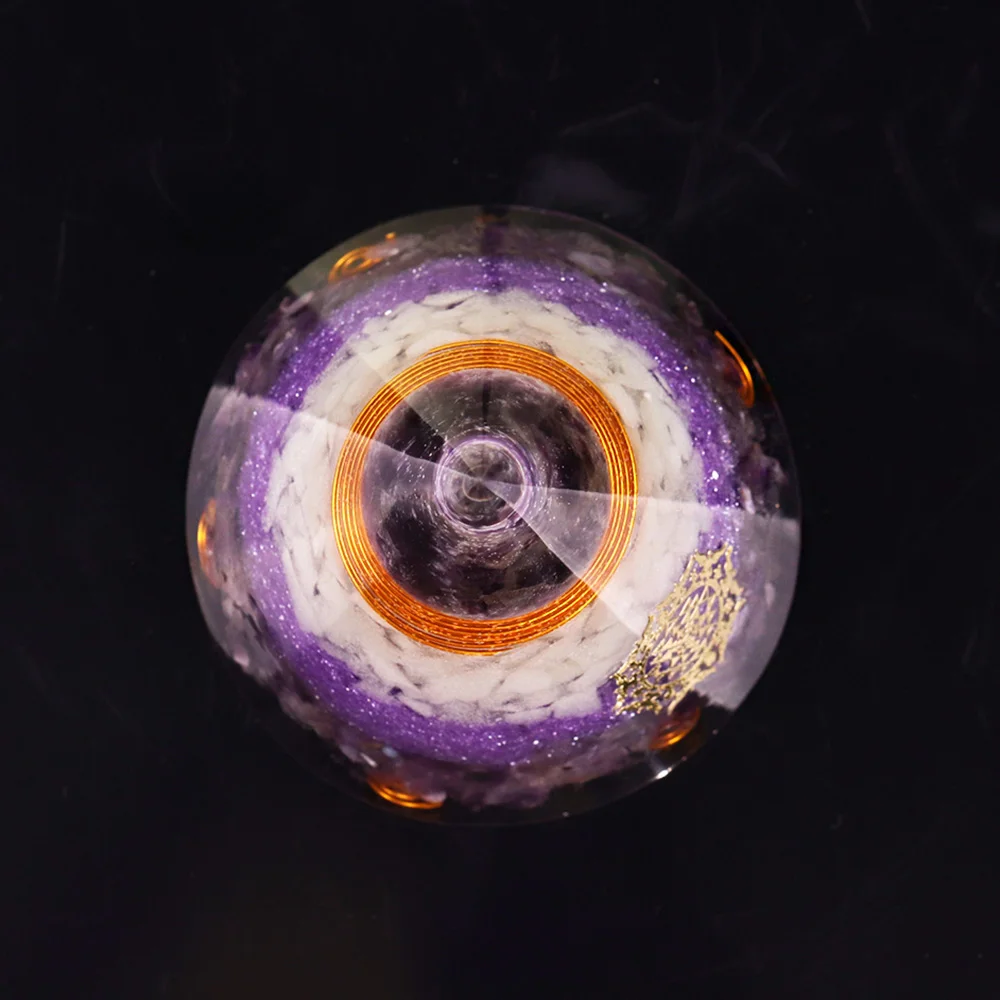 Orgonite Pyramid Amethystine With Copper Luminous Chakra Energy Handmade Resin Decorative Craft Jewelr |