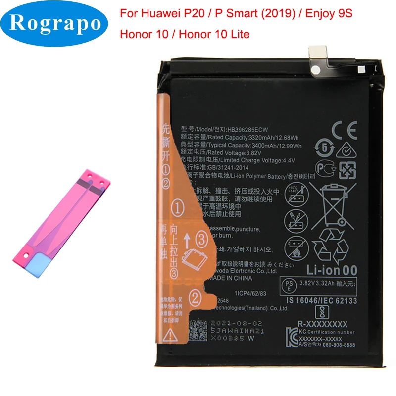 

New Original 3400mAh HB396285ECW Mobile Phone Battery For Huawei P20 Honor 10 Lite /10Lite COL-AL10 EML-L29C L09C HRY-LX1 LX2