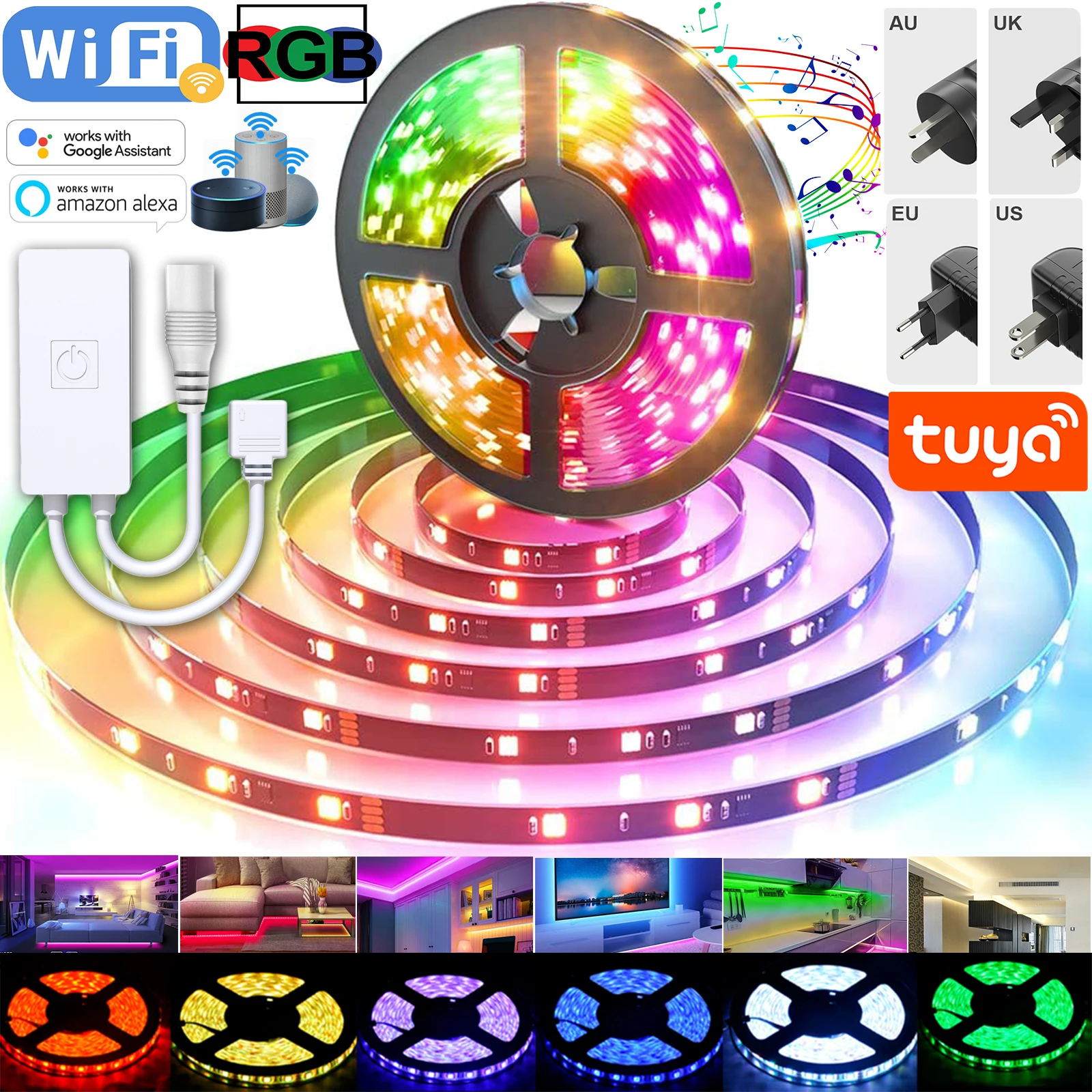 

30LEDs/M 5M 10M 15M Led Strip WIFI Light Strip 5050 2835 Flexible Ribbon DC12V TUYA Smart Lights Lighting Decoration Lamp