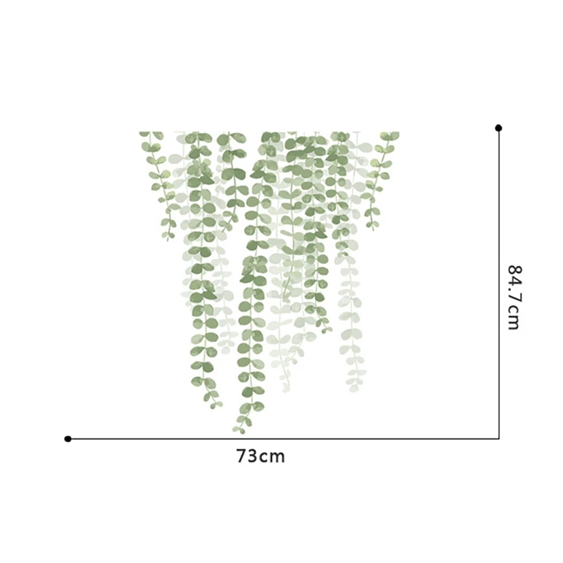 

Hazy Green Plant Leaf Wall Stickers Removable PVC Wall Sticker Decorative Wall Sticker 2Pcs