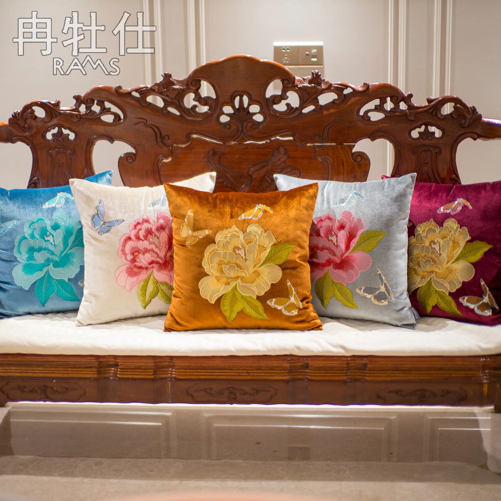 

2021 Rams Embroidered Decorative Geometric Pillow Cushion Home Decor Embroidery COVER ONLY NO FILLINGS