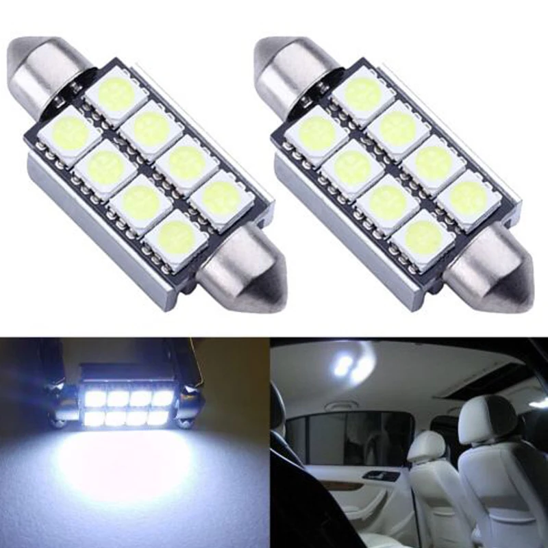 2x автомобиль Canbus C5W гирлянда 8 SMD 5050 41 мм светодиодный светильник s Ошибок Лампы