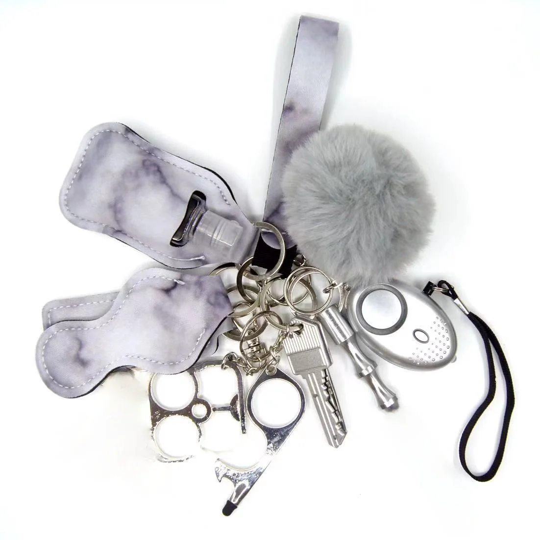 

Self Defense Ring Keychain For Women Portachiavi Donna Alarm Tactical Pen Personal Defence Key Chain Set Girls Gifts Armas