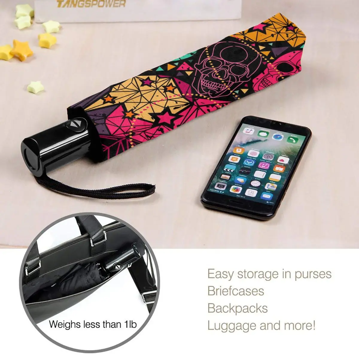 

Wind Resistant Folding Automatic Umbrella Women Auto Floral Geometric Skull Windproof Umbrellas Rain For Men Parasol