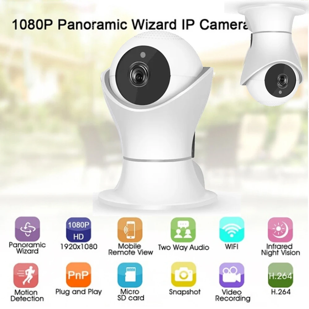 2 0 мегапиксельный 1080P IP панорамный фотоаппарат H.264 Wifi беспроводной ночного