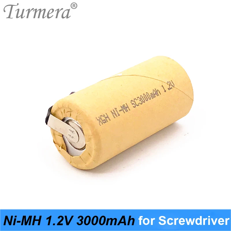 

Батарея Turmera Ni-MH 1,2 в 3000 мАч SC3000 для пайки отвертки, батарея для робота-пылесоса 1,2 в, никель-металлогидридная аккумуляторная батарея