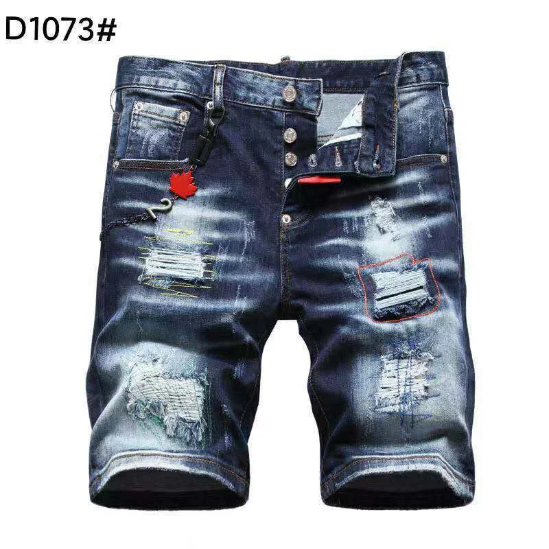 

Dsq2 European and American trendy brand men's clothing early summer 2021 new wear and tear micro-elastic slim jeans shorts