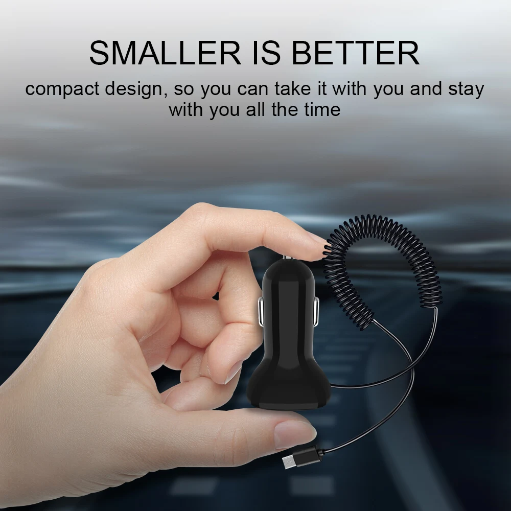 Автомобильное зарядное устройство Swalle с usb кабелем 2 А мини адаптер для зарядки