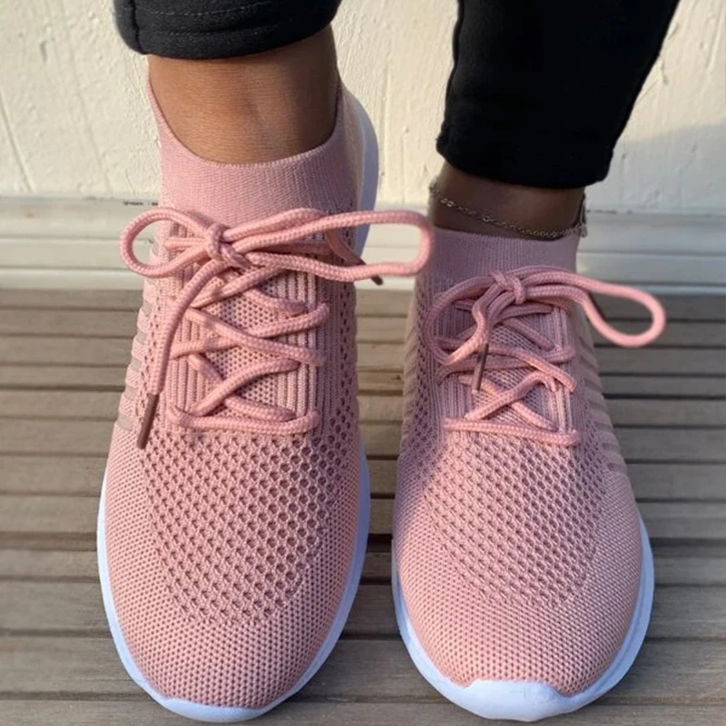 

Женские сетчатые кроссовки без шнуровки, дышащие, Вулканизированная подошва, Повседневная Удобная модная обувь на плоской подошве, однотон...
