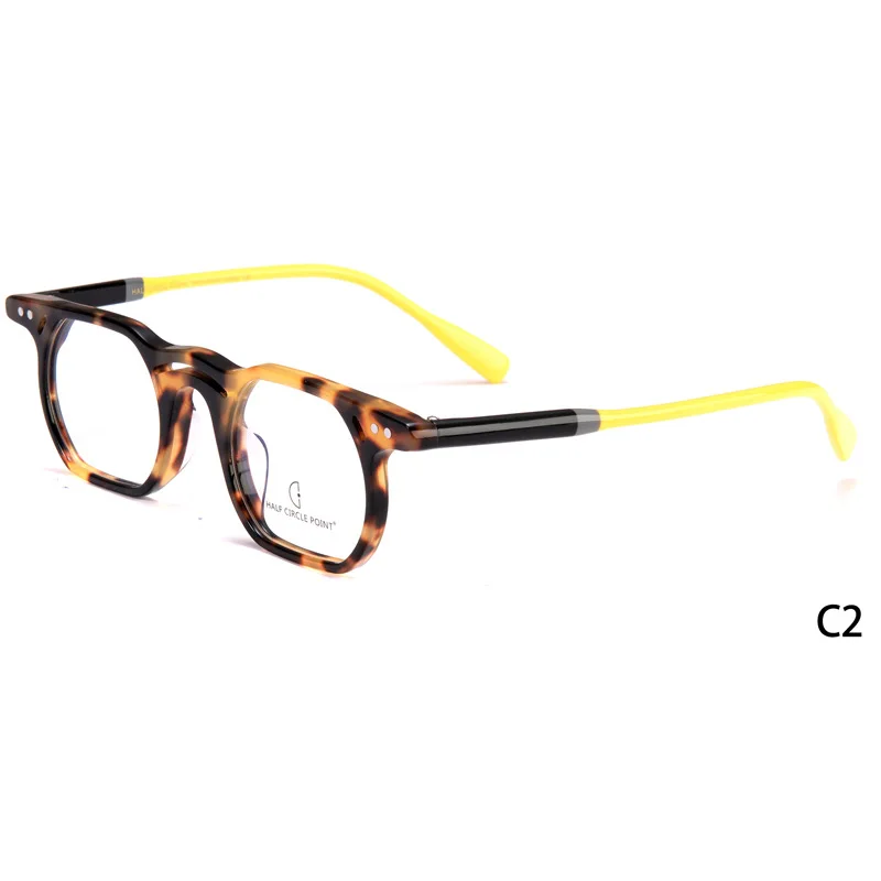 Belight Optical  Women Men Orange Acetate  Fancy Irregular Shape Star Rivet Design Spectacle Frame Precription Lens HP220