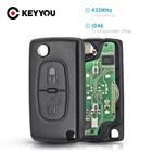 KEYYOU для Peugeot 307 3008 308 408 433 МГц ID46 7941 CE0536 CE0523 флип ключ VA2HU83 лезвие 2 кнопки дистанционный ключ-брелок от машины спросить FSK