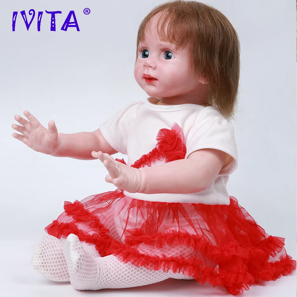 IVITA DS1803 ручная работа реалистиста кремния винил reborn Реалистичная кукла-младенец малышка девочка с посажены волосы игрушки для детей