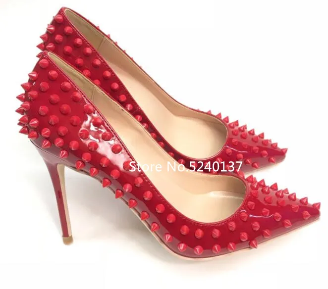 Женские туфли лодочки с заклепками и шипами Разноцветные модные дизайнерские