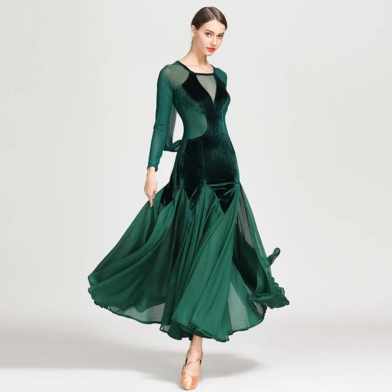 2021 черные платья для конкурса бальных танцев Бальные женские Стандартный