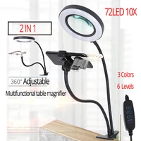 Magnifying Glass with Light  LED Magnifying Lamp Clip On Illuminated Magnifier Selfie Ring Light with Phone Holder and Metal