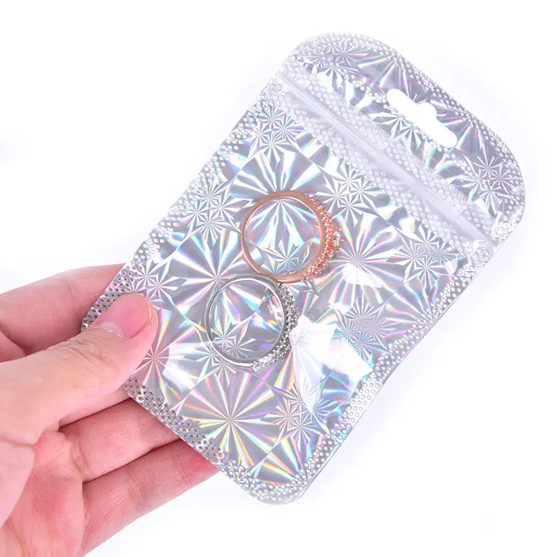 50 шт Радуга прозрачные симфония Ziplock мешок переливающийся мешки замка