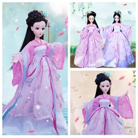 16 scale 30cm ancient costume hanfu dress long hair fairy princess barbi doll joints body model toy gift for girl c1235a